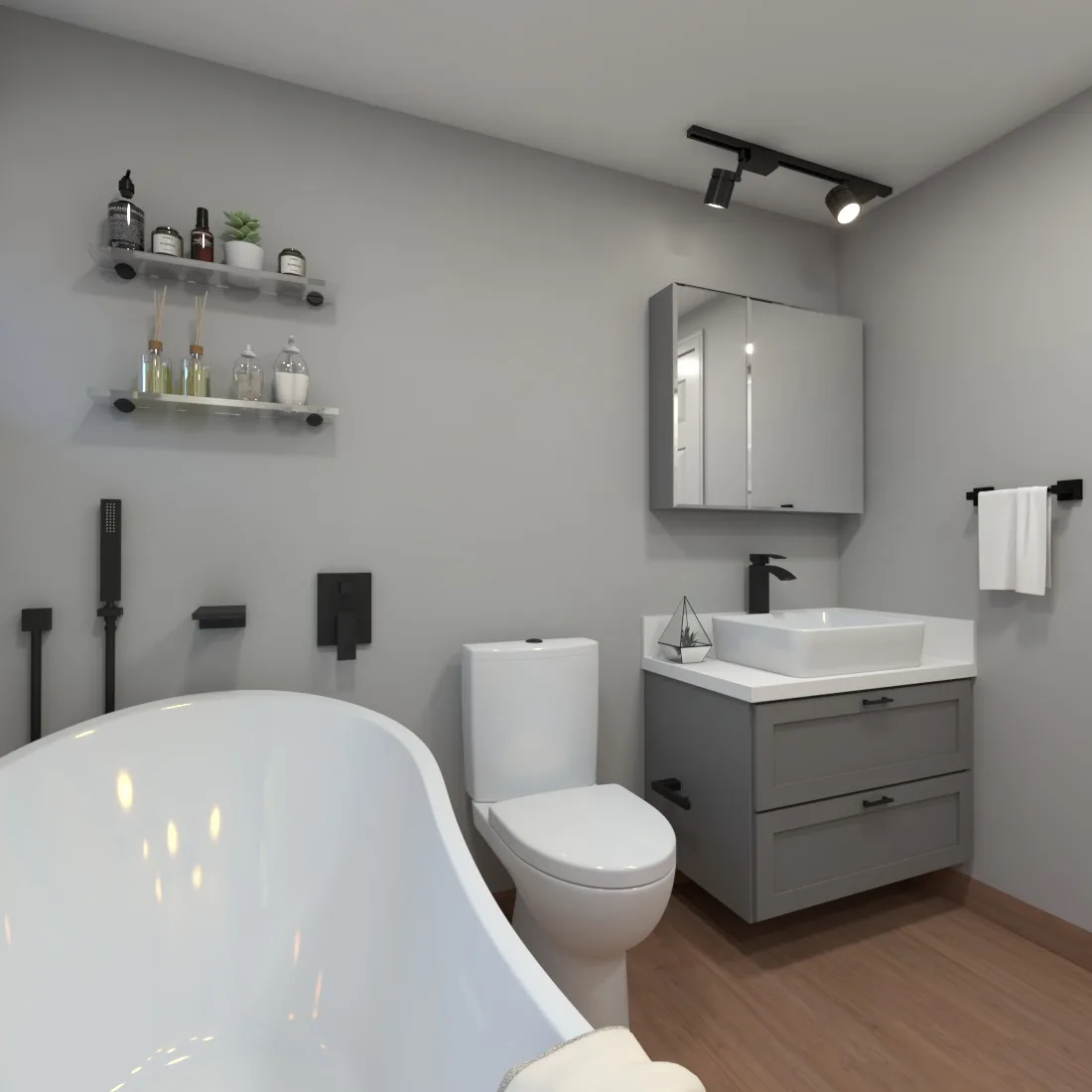 Bathroom renovation with coordinated tile and fixtures by Finch Home Studio in North Carolina