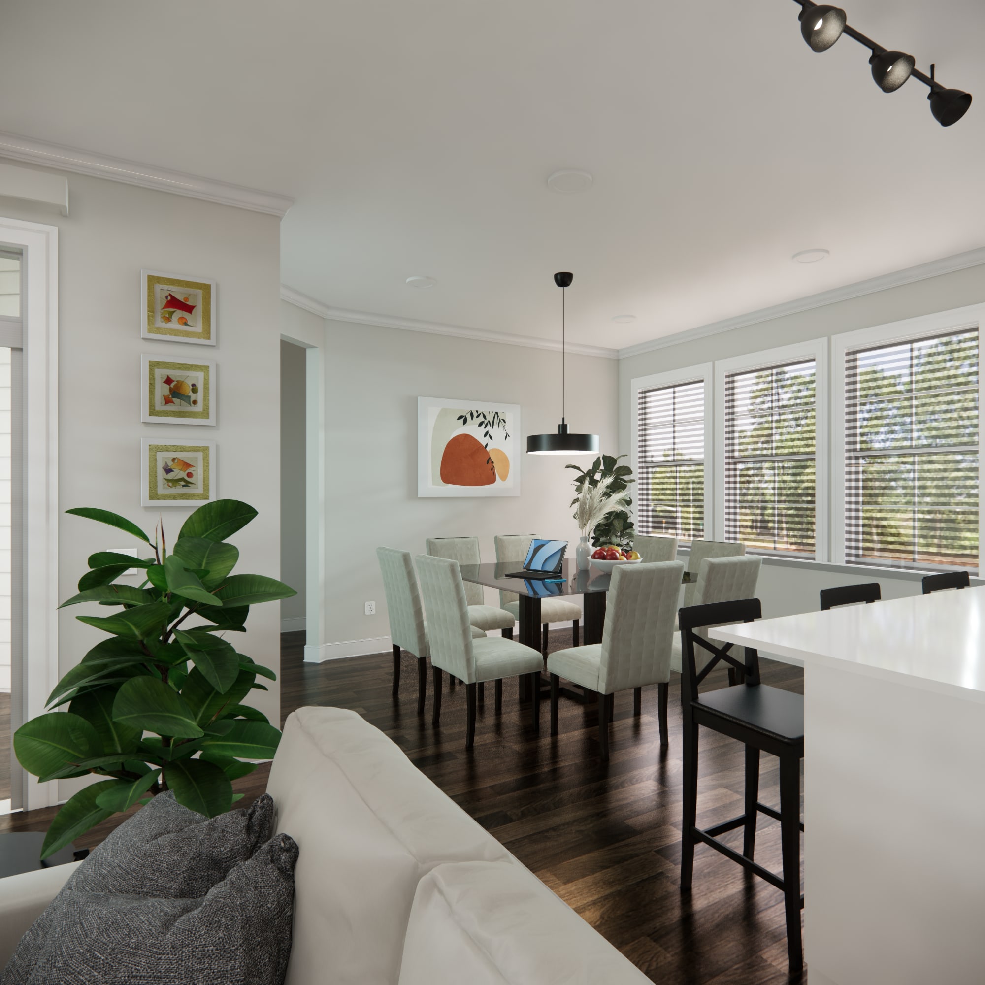 Kitchen renovation with coordinated cabinet, countertop, and backsplash selections by Finch Home Studio in North Carolina