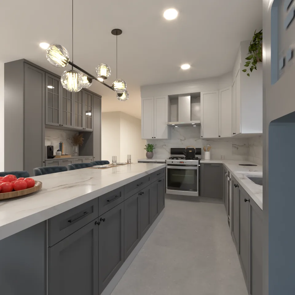 Kitchen remodel design with updated cabinetry, counters, and cohesive finish selections by Finch Home Studio in North Carolina