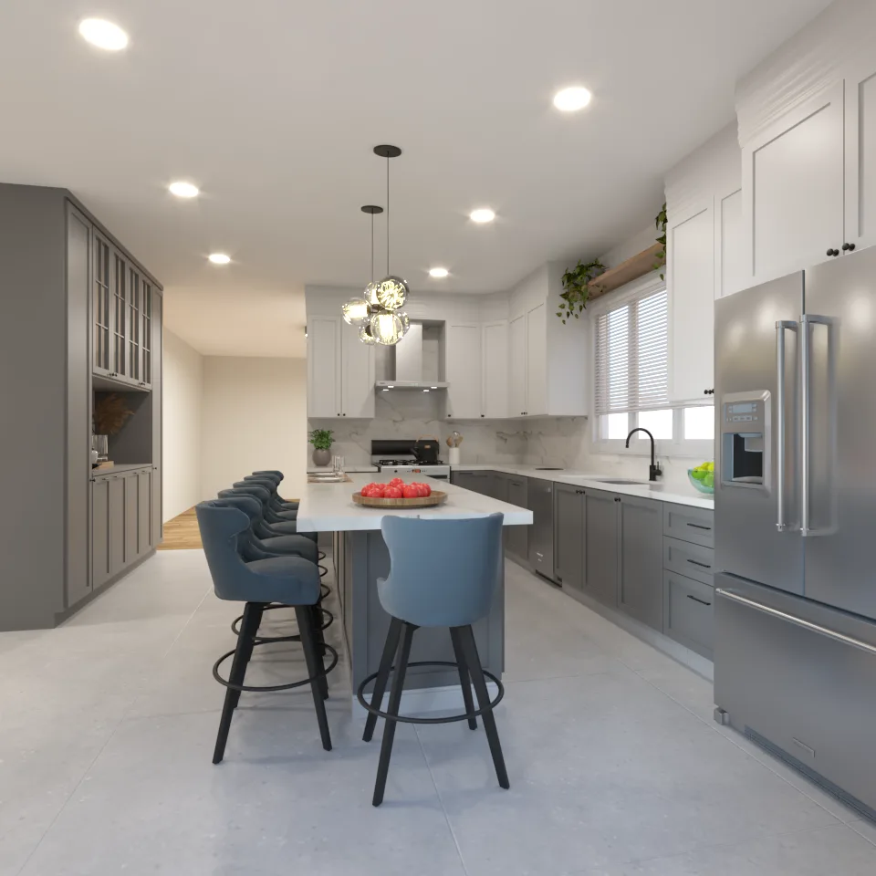 Kitchen remodel with refined cabinetry, updated counters, and coordinated finishes by Finch Home Studio in North Carolina