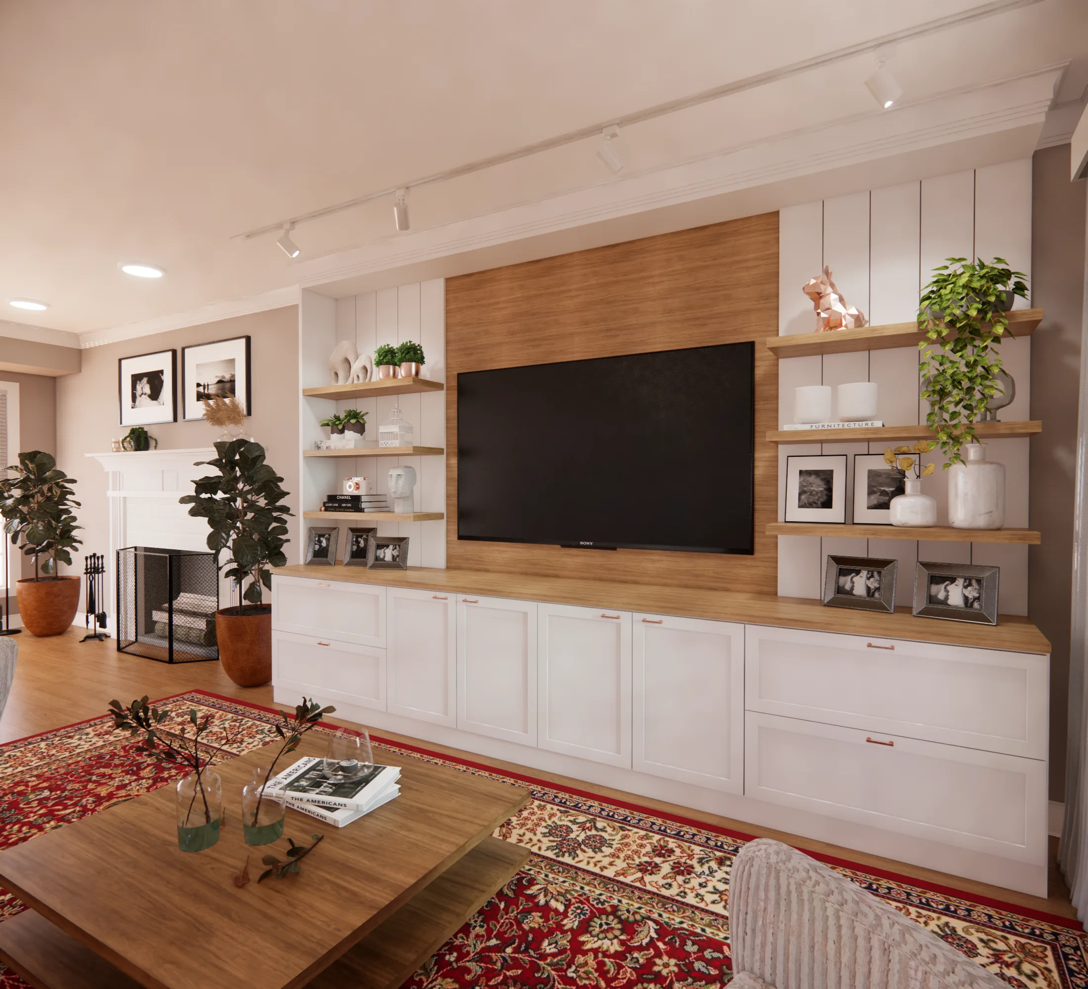 Living room refresh with comfortable seating, styling, and finish direction by Finch Home Studio in North Carolina